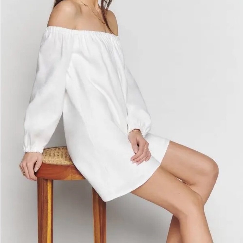 REFORMATION White Off-Shoulder Dress